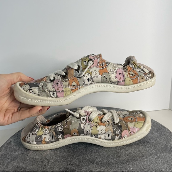 Bobs Dog Print Pattern Style Slip On Laced Shoes 7.5 - Picture 7 of 10